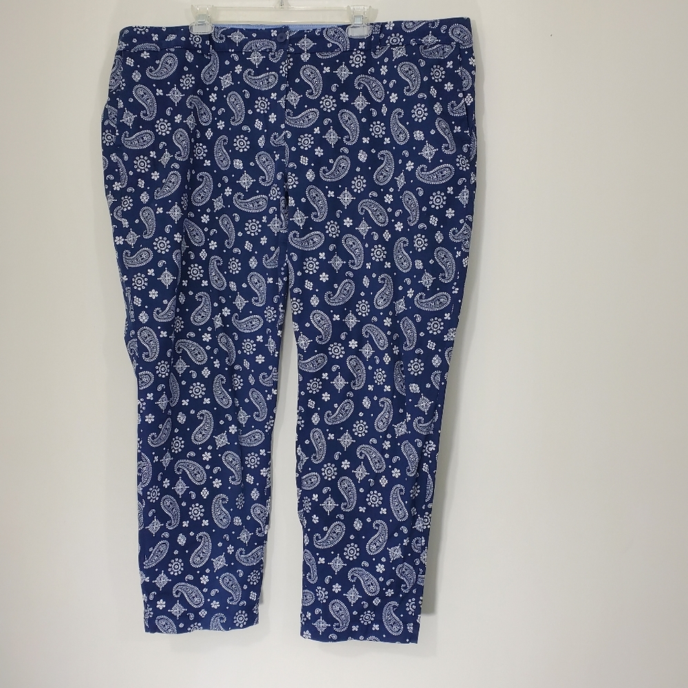 Talbots Blue Paisley Weekend Chino, Size 22W